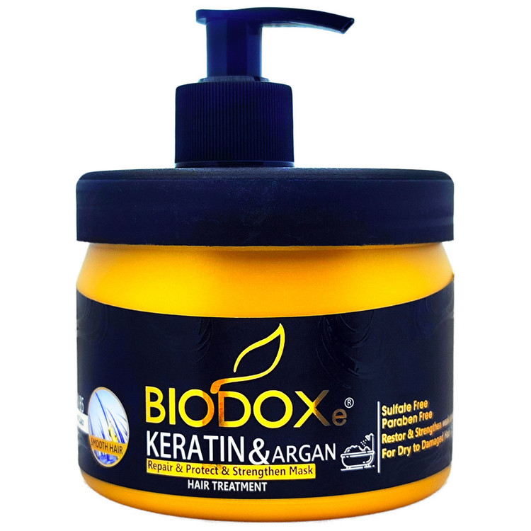 ماسک مو داخل حمام بیوداکس حاوی کراتین و روغن ارگان ۵۰۰میل