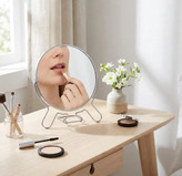 آینه آرایشی دو طرفه پایه دار رومیزی بدنه استیل ضد زنگ میرور مدل 4 اینچ با جعبه