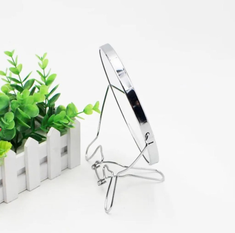 آینه آرایشی دو طرفه پایه دار رومیزی بدنه استیل ضد زنگ میرور مدل 4 اینچ با جعبه