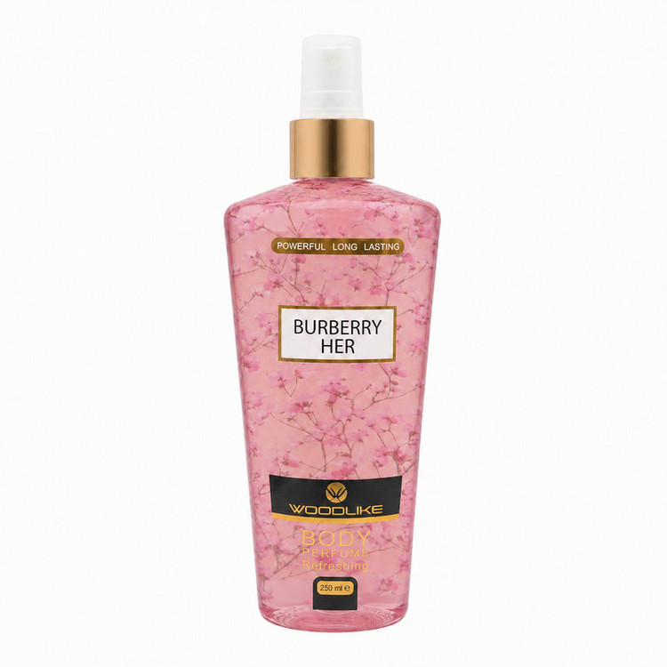 بادی اسپلش زنانه وودلایک مدل Burberry Her حجم 250 میلی لیتر